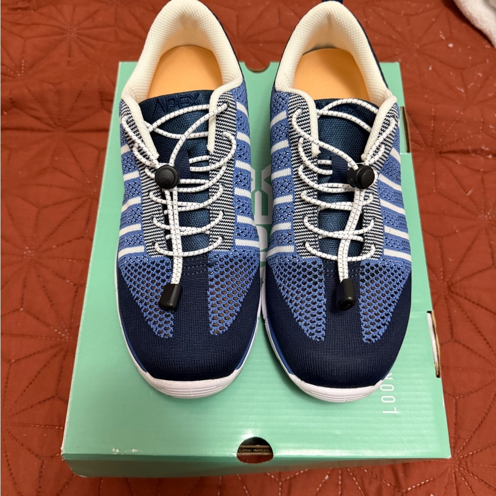 Apex Navy and Light Blue Women's Athletic Knit Sneakers
